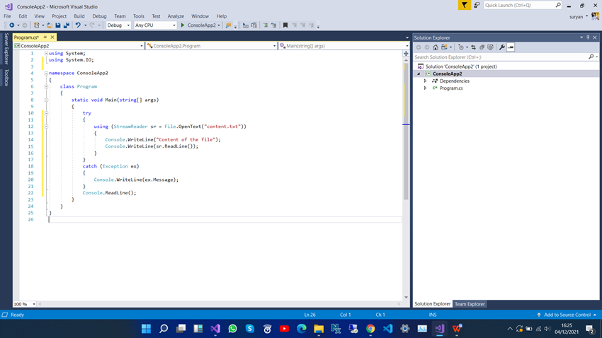 Try Catch Finally Implementation In C#